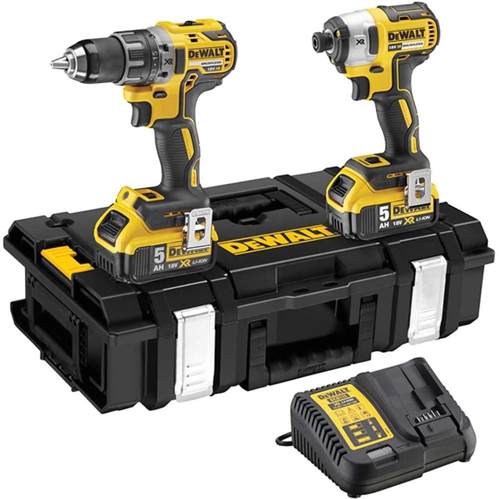 DeWalt DCK266 18v XR Cordless Brushless Combi Drill and Impact Driver 2 x 5ah Li-ion Battery Charger Case - Image 1