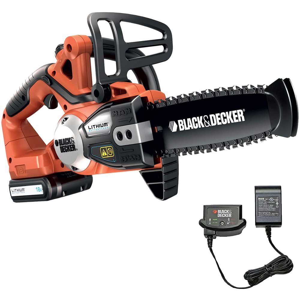 Black and Decker GKC1820L 18v Cordless Chainsaw 200mm 1 x 2ah Li-ion Battery Charger - Image 1