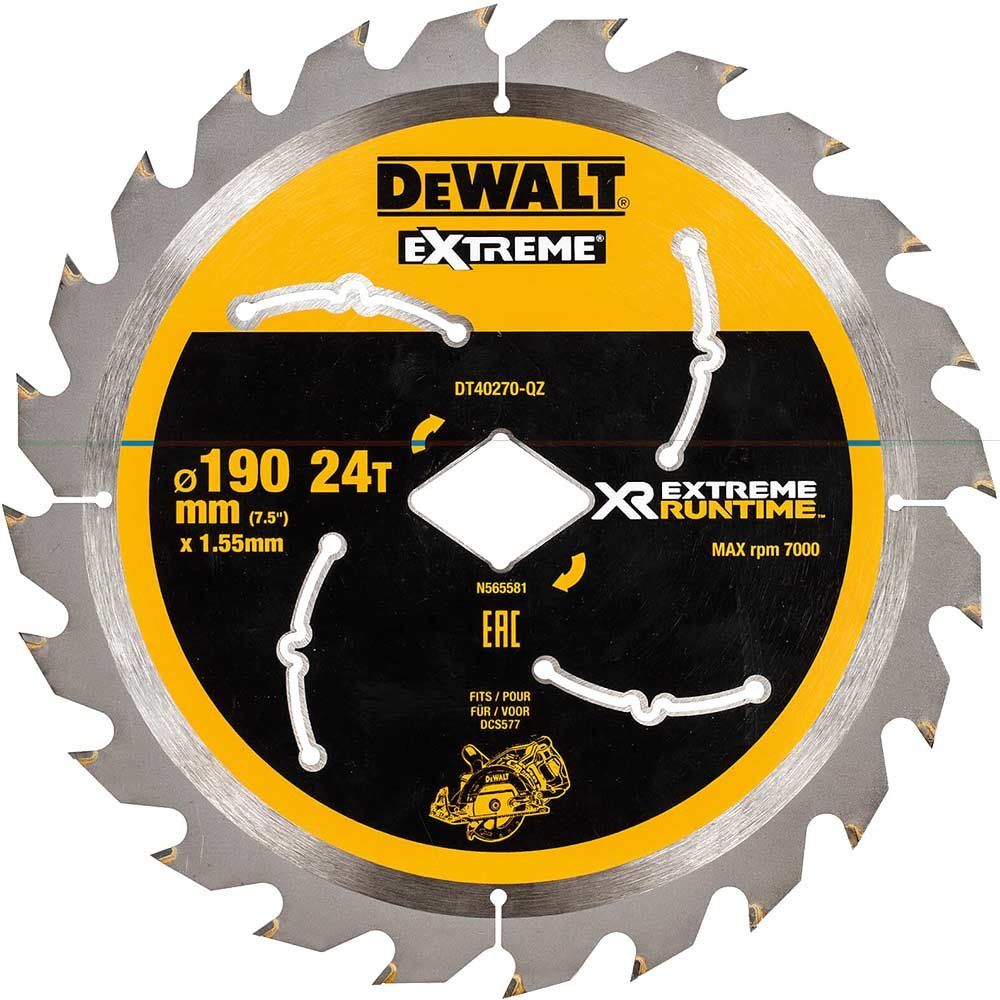 Dewalt DT40270-QZ Extreme Runtime Flexvolt Circular Saw Blade 190Mm X Diamond X 24T - Image 1