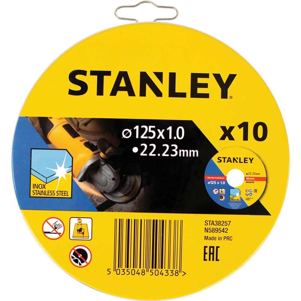 Stanley Inox Stainless Steel Cutting Discs in Tin 125mm 1mm Pack of 10 - Image 1
