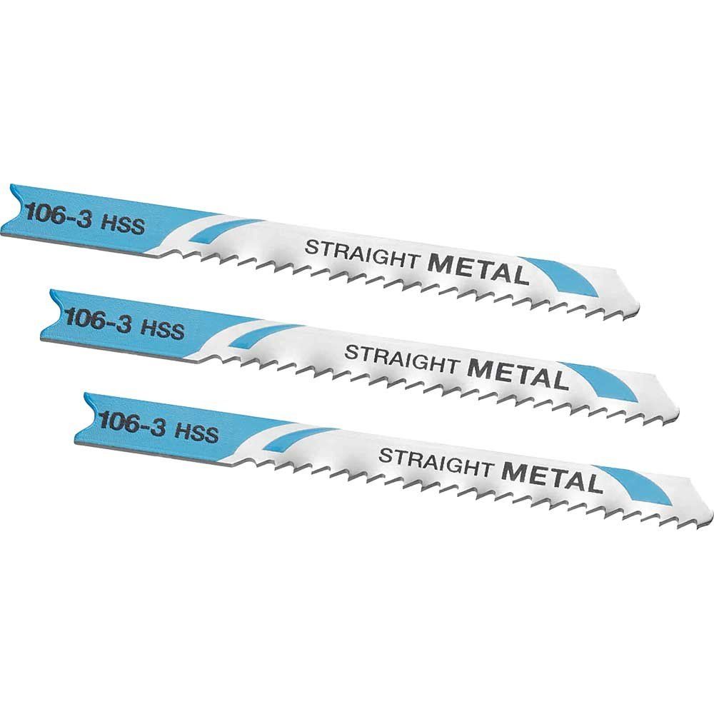 Stanley Straight Cutting U Shank HSS Jigsaw Blades for Metal Pack of 3 - Image 1