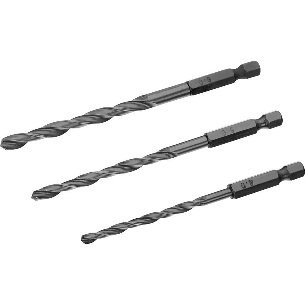 Stanley 3 Piece Hex Shank HSS Drill Bit Set - Image 1