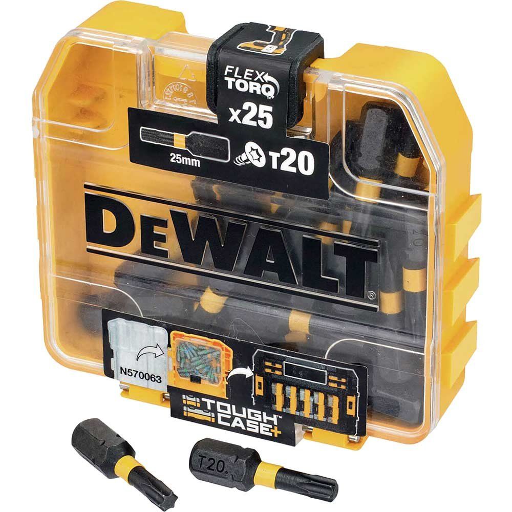 DeWalt Tough Case Flex Torq Screwdriver Bits Torx T20 25mm Pack of 25 - Image 1