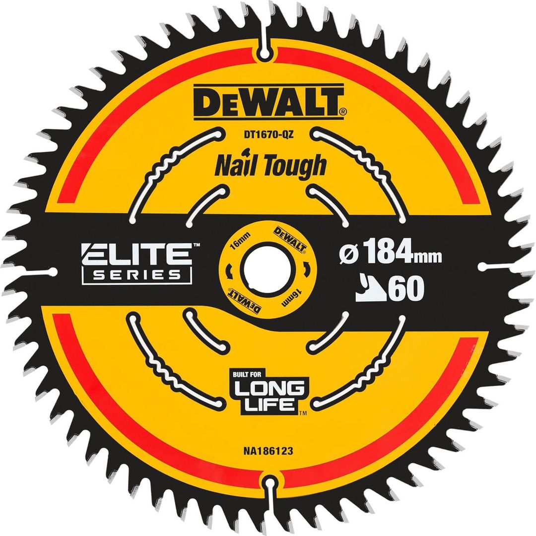 Dewalt DT1670-QZ Cordless Mitre Saw Blade For Dcs365 184 X 16Mm X 60T - Image 1