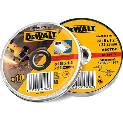 Dewalt DT42335TZ-QZ Dt42335Tz Inox Metal/Stainless Cutting Disc 115 X 1.2 X 22.23Mm (Tin Of 10)