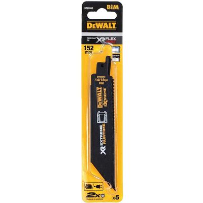 Dewalt DT99553-QZ Flexvolt Xr Metal Reciprocating Blade 152Mm 14/18 Tpi Pack Of 5