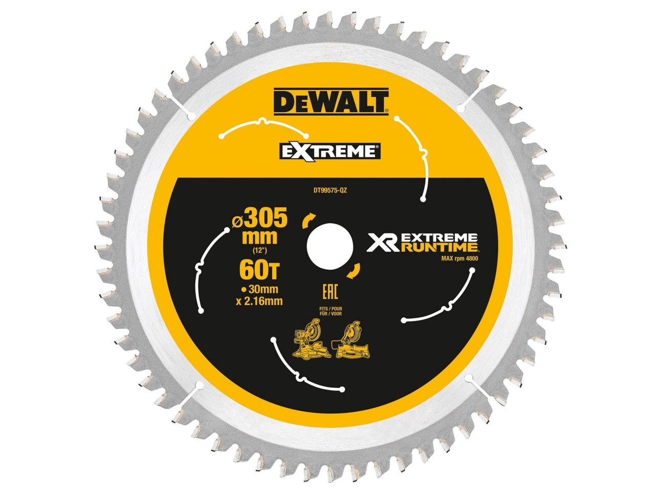 Dewalt DT99575-QZ Xr Flexvolt Mitre Saw Blade 305 X 30Mm X 60T - Image 1