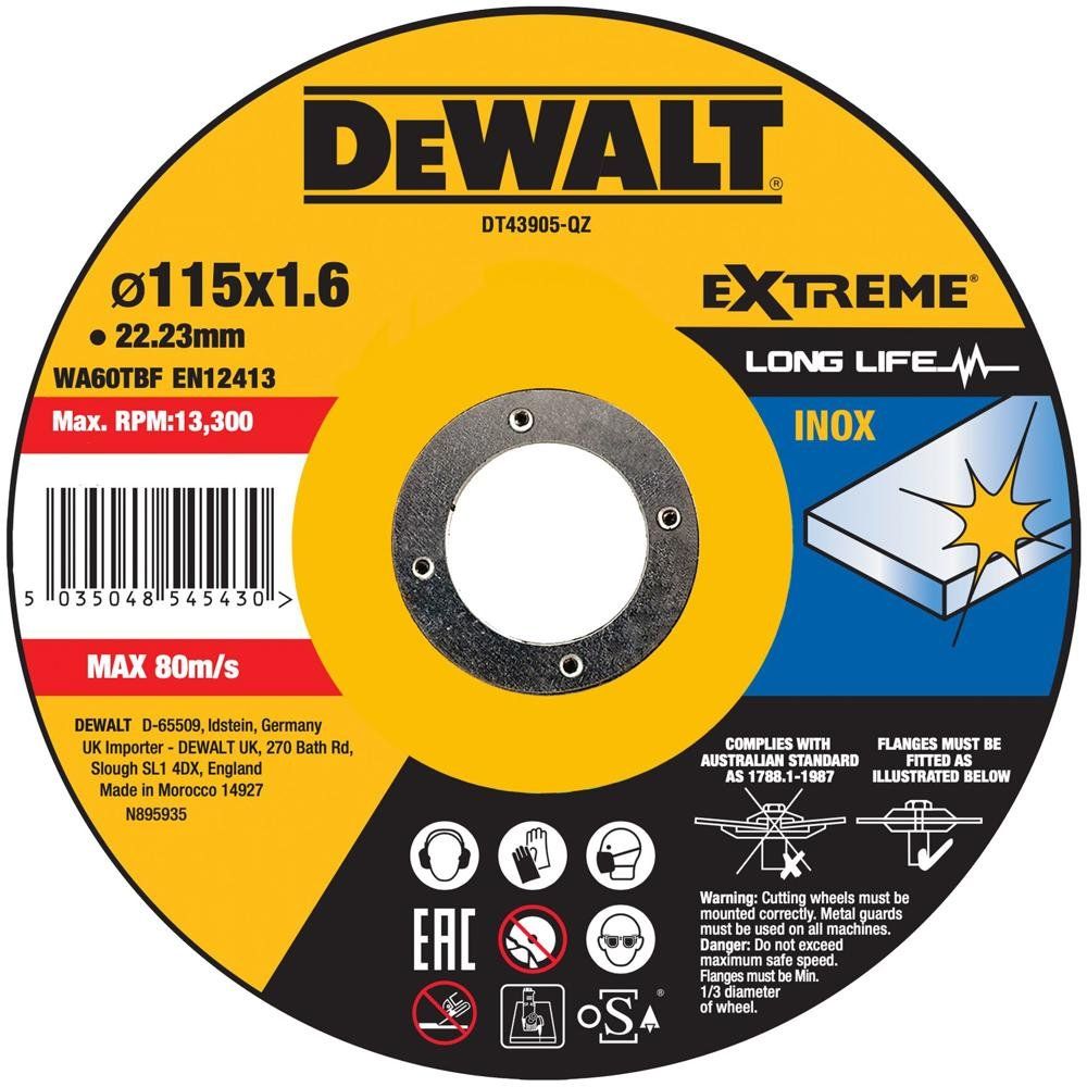 Dewalt Extreme Long Life INOX Stainless Steel Cutting Disc - Image 1