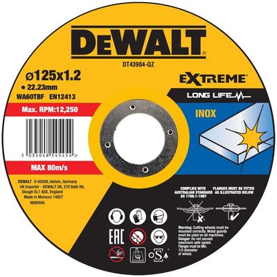 Dewalt Extreme Long Life INOX Stainless Steel Cutting Disc