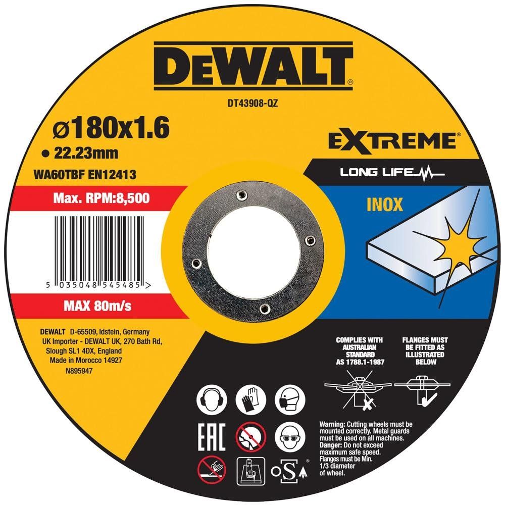 Dewalt Extreme Long Life INOX Stainless Steel Cutting Disc - Image 1