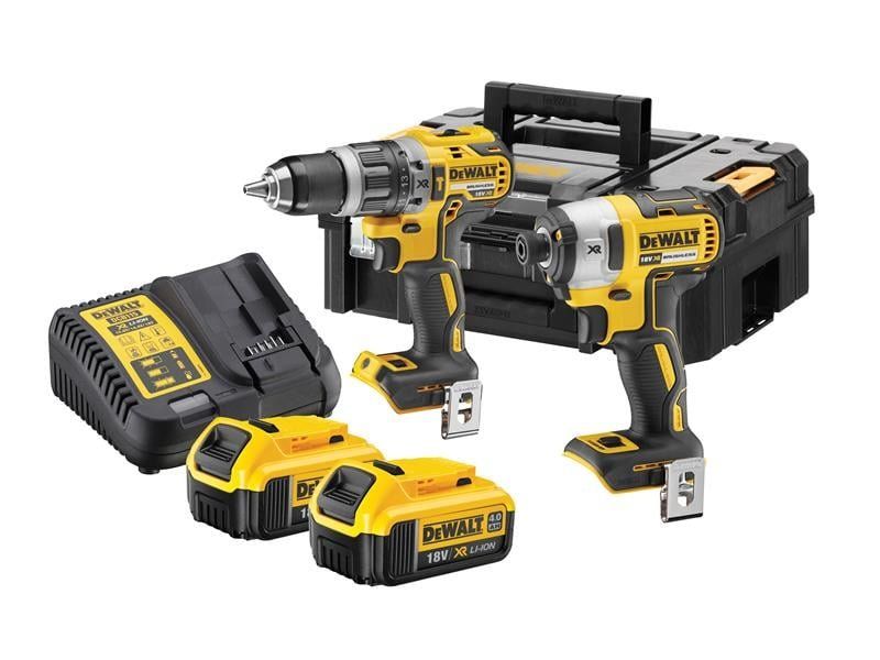 Dewalt 18v Xr Compact Brushless Combi & Impact Drill Twin Pack Dck266m2t-gb - Image 1