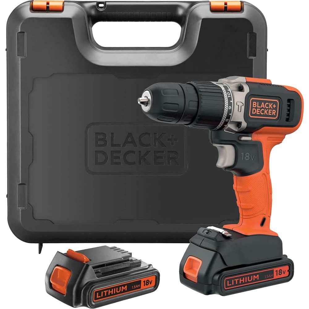 Black and Decker BCD003C 18v Cordless Combi Drill 2 x 1.5ah Li-ion Battery Charger Case - Image 1