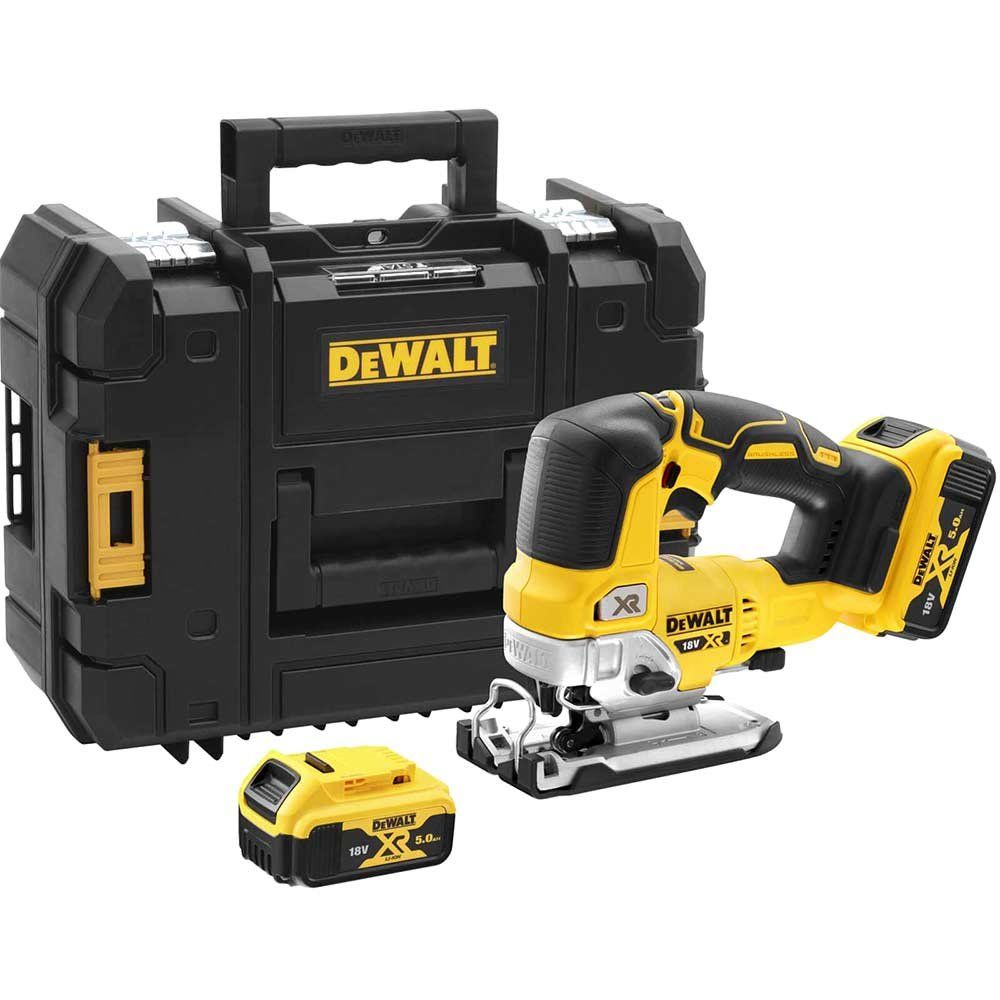 DeWalt 18V Xr Brushless Top Handle Jigsaw with 2 x 5.0AH Batteries DCS334P2-GB - Image 1