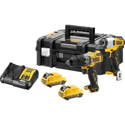 Dewalt Dck2111l2t Gb 12v Xr Sub-compact Hammer Drill And Impact Driver Kit