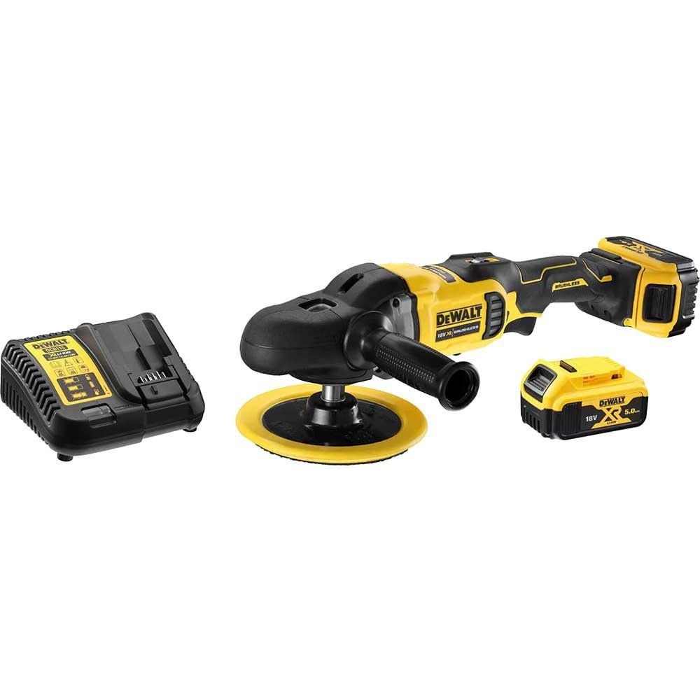 DeWalt DCM849 18v XR Cordless Brushless Rotary Polisher 2 x 5ah Li-ion Battery Charger Case - Image 1