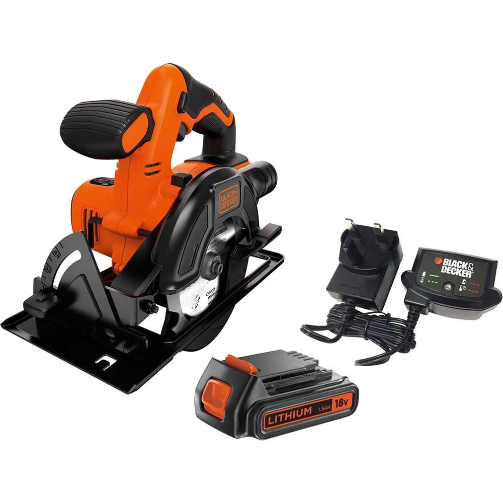 Black and Decker BDCCS18 18v Cordless Circular Saw 140mm 1 x 1.5ah Li-ion Battery Charger No Case - Image 1