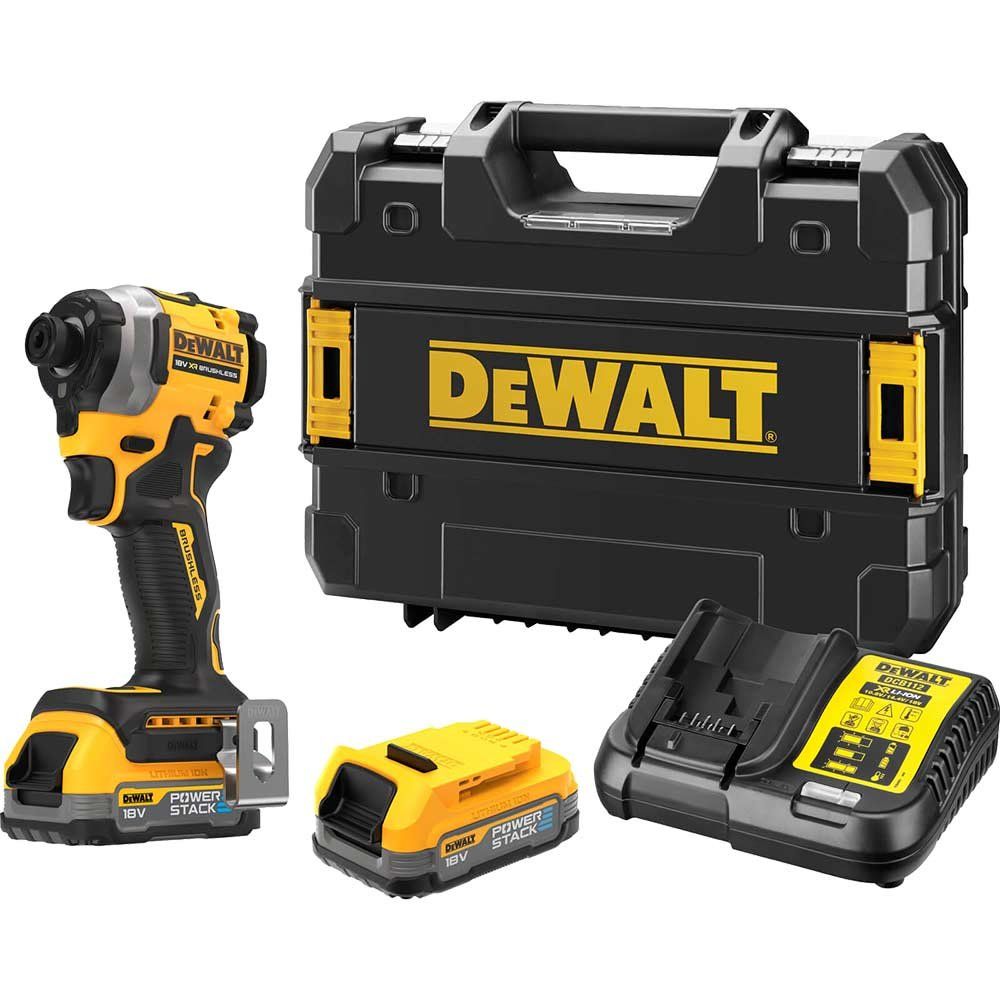 DEWALT DCF850E2T-GB XR BL 205Nm Ultra Compact Impact Driver Kit with 2x18V Powerstack Batteries - Image 1