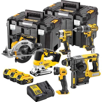 DEWALT DCK690P3T-GB 18V 6 piece BL XR Cordless Kit with 3 x 5Ah Batteries & TSTAK