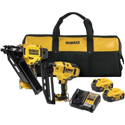 DeWalt DCK246P2 18v XR Cordless Brushless Nail Gun Twin Pack