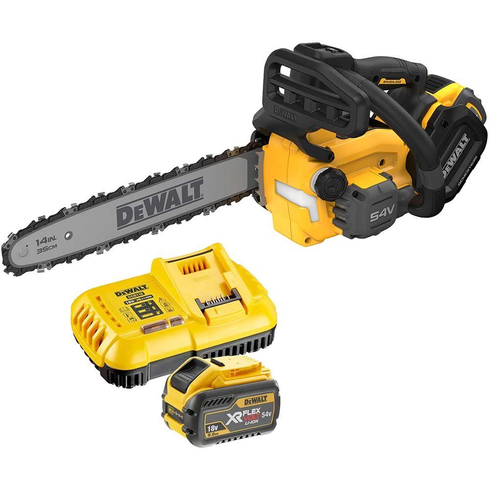 DeWalt DCMCST635 54v XR FlexVolt Cordless Brushless Chainsaw 350mm 1 x 9ah Li-ion Battery Charger - Image 1