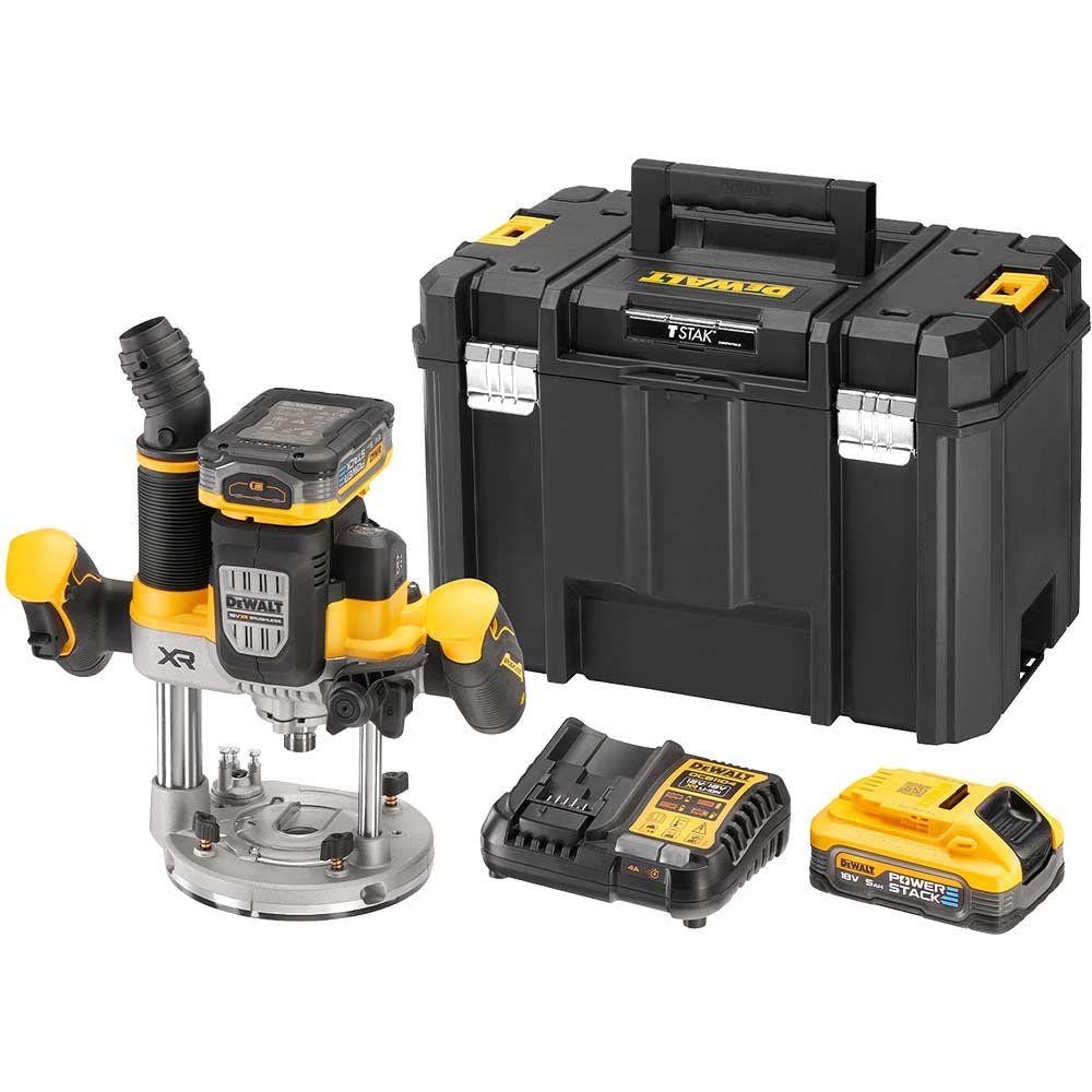 Dewalt DCW620H2-GB Dcw620H2 1/2In Plunge Router 18V 2 X 5.0Ah Powerstack™ Li-Ion - Image 1