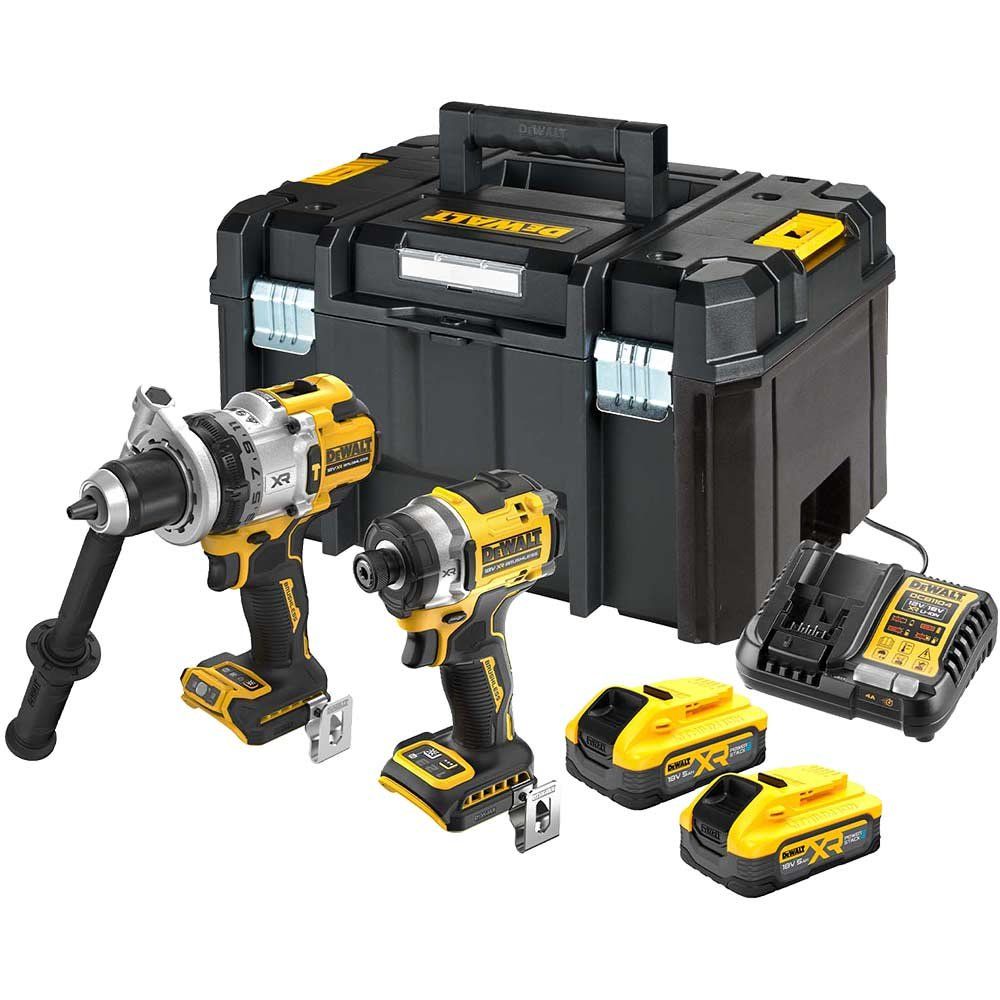 DeWalt DCK2200H2T 18v XR Cordless Brushless Hammer Drill and Impact Driver 2 x 5ah Li-ion Powerstack Battery Charger Case - Image 1