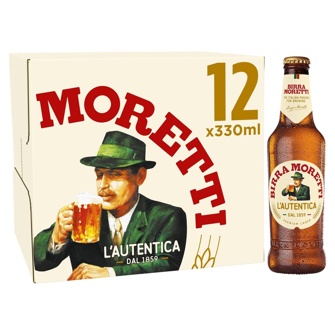 Birra Moretti Premium Beer Lager Bottles 12 x 330ml - Image 1