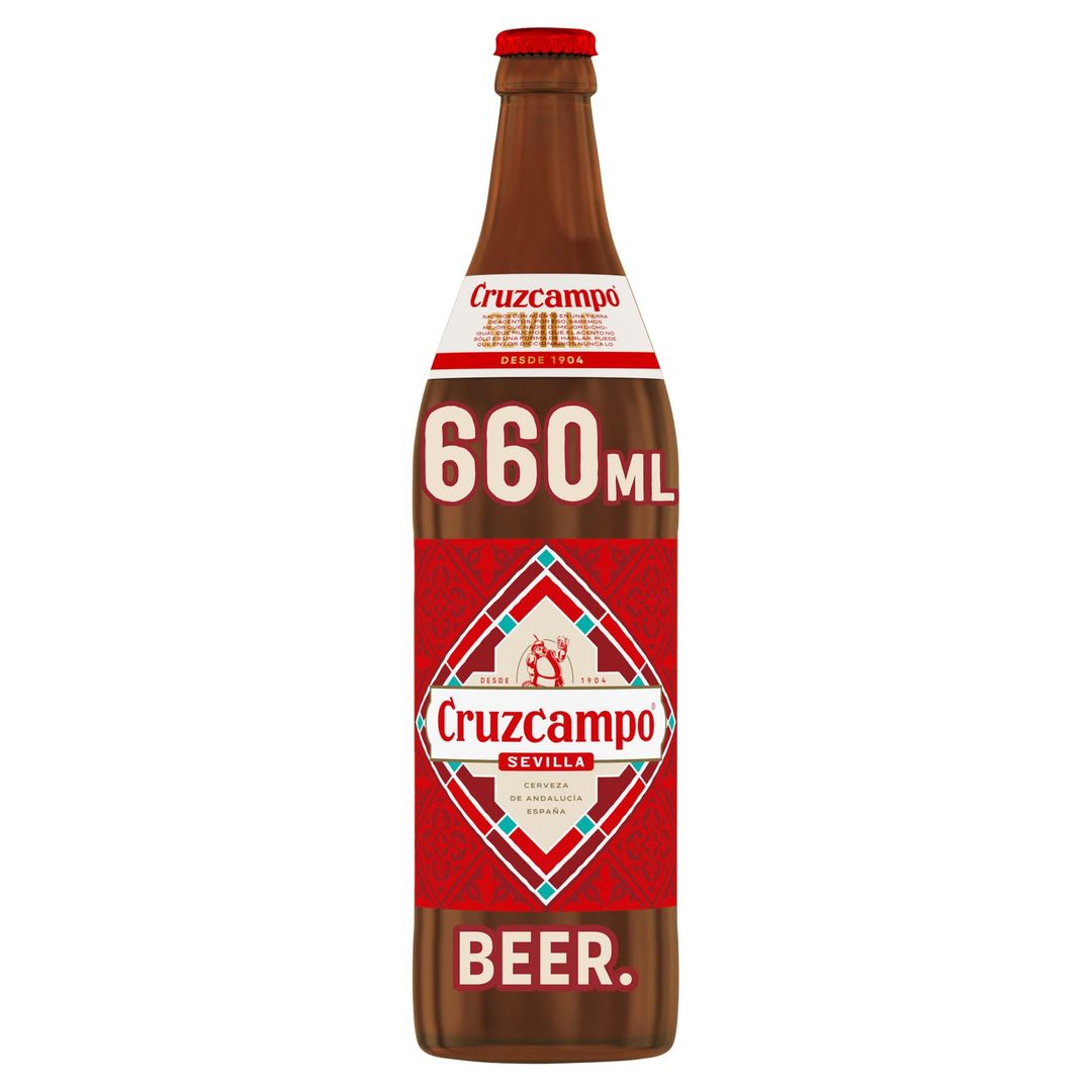 Cruzcampo Sevilla Lager Beer 4.4% ABV Bottle 660ml - Image 1