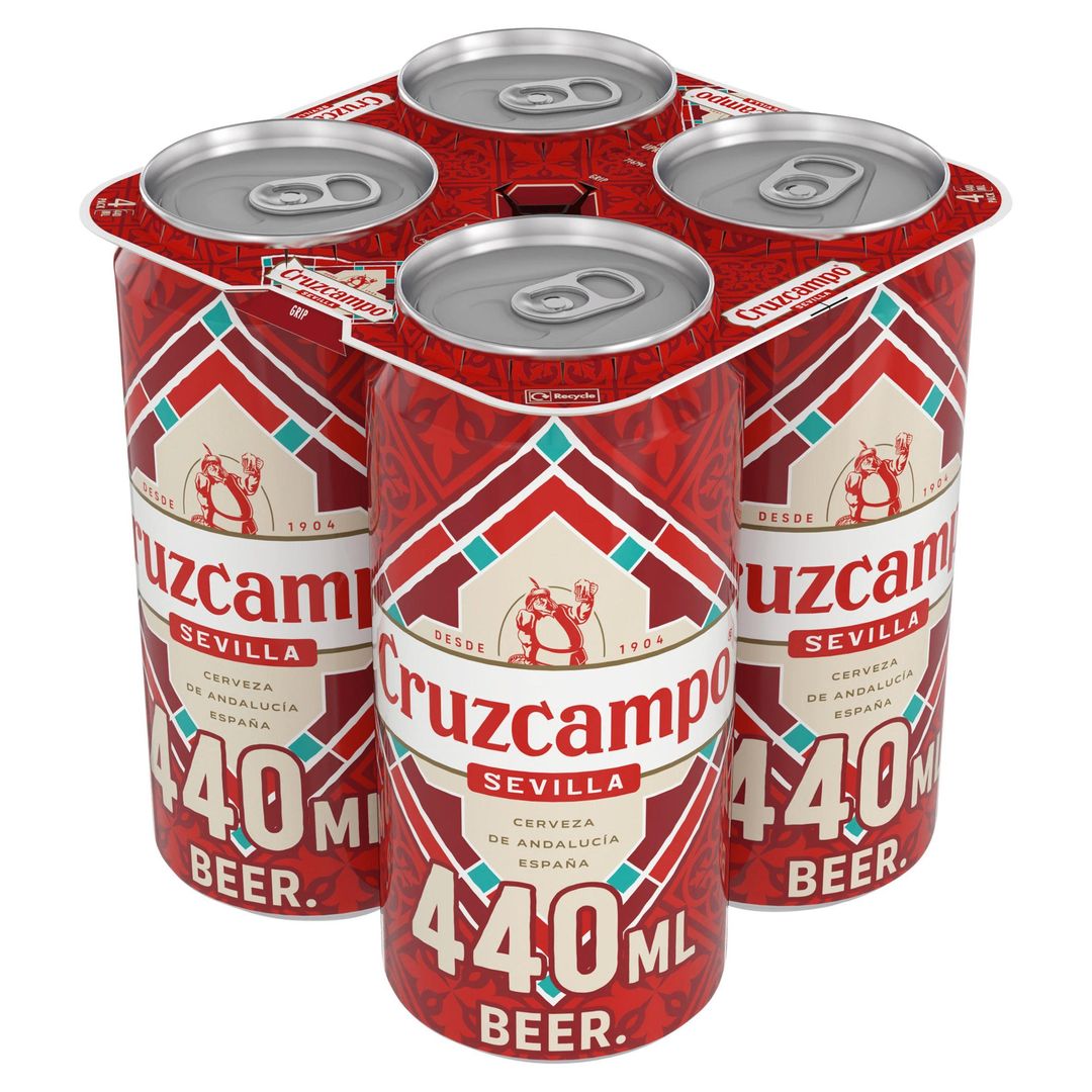 Cruzcampo Sevilla Lager Beer 4.4% ABV Cans 4x440ml - Image 1