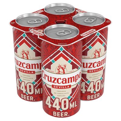 Cruzcampo Sevilla Lager Beer 4.4% ABV Cans 4x440ml