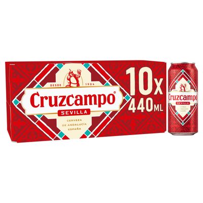 Cruzcampo Sevilla Lager Beer 4.4% ABV Cans 10x440ml - Thumbnail 2