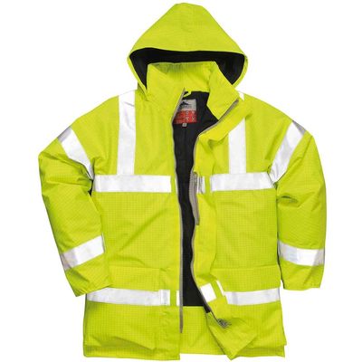 BizFlame Hi Vis Flame Resistant Rain Jacket Yellow L