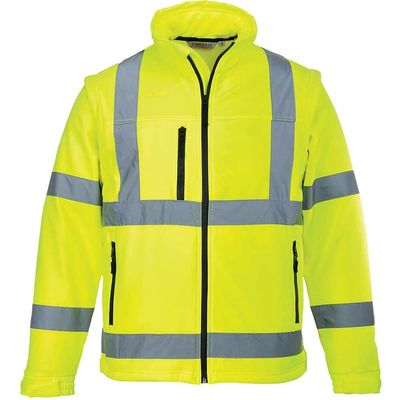 Portwest 2 in 1 Waterproof Hi Vis Softshell Jacket Yellow 2XL