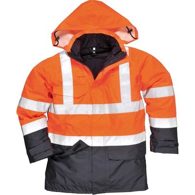 BizFlame Hi Vis Flame Resistant Rain Multi Protection Jacket Orange / Navy M