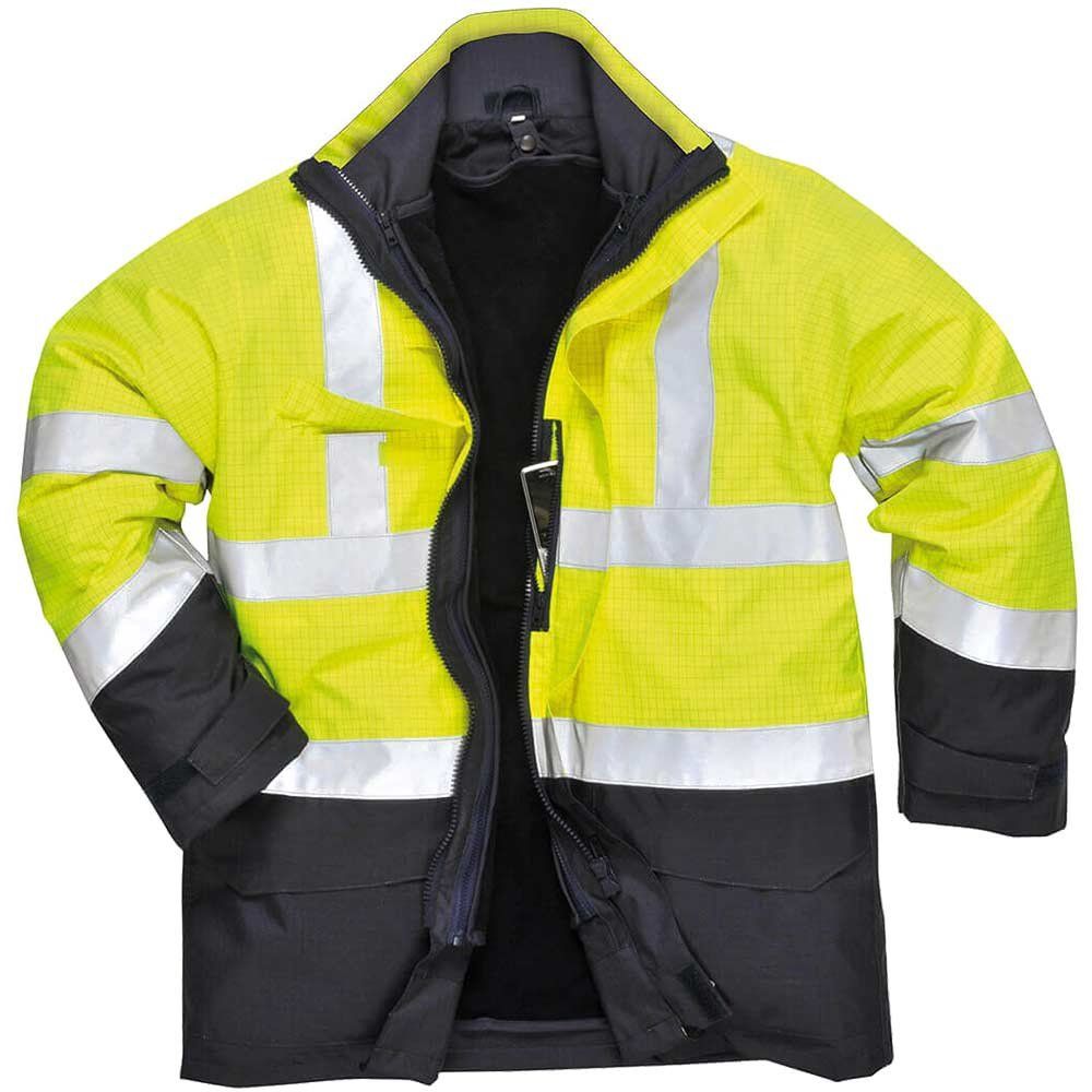 BizFlame Hi Vis Flame Resistant Rain Multi Protection Jacket Yellow / Navy XL - Image 1