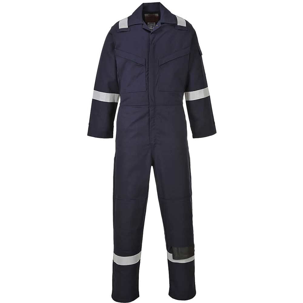 BizFlame Mens Aberdeen Flame Resistant Antistatic Coverall Navy Blue 3XL 34" - Image 1