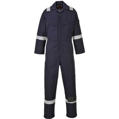 BizFlame Mens Aberdeen Flame Resistant Antistatic Coverall Navy Blue 3XL 34"