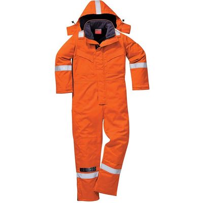 BizFlame Mens Flame Resistant Antistatic Winter Overall Orange S 32"