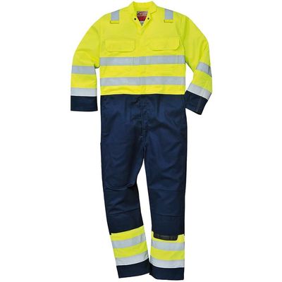BizFlame Pro Flame Resistant Hi Vis Coverall Yellow / Navy S