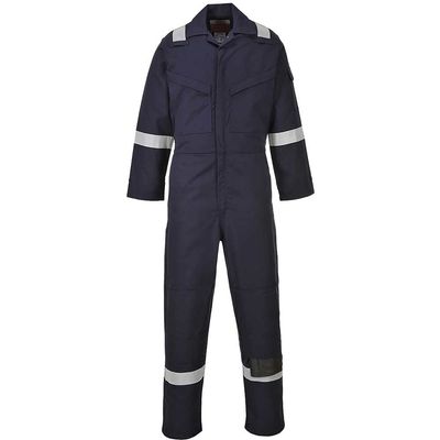 BizFlame Mens Aberdeen Flame Resistant Antistatic Coverall Navy Blue XS 32"