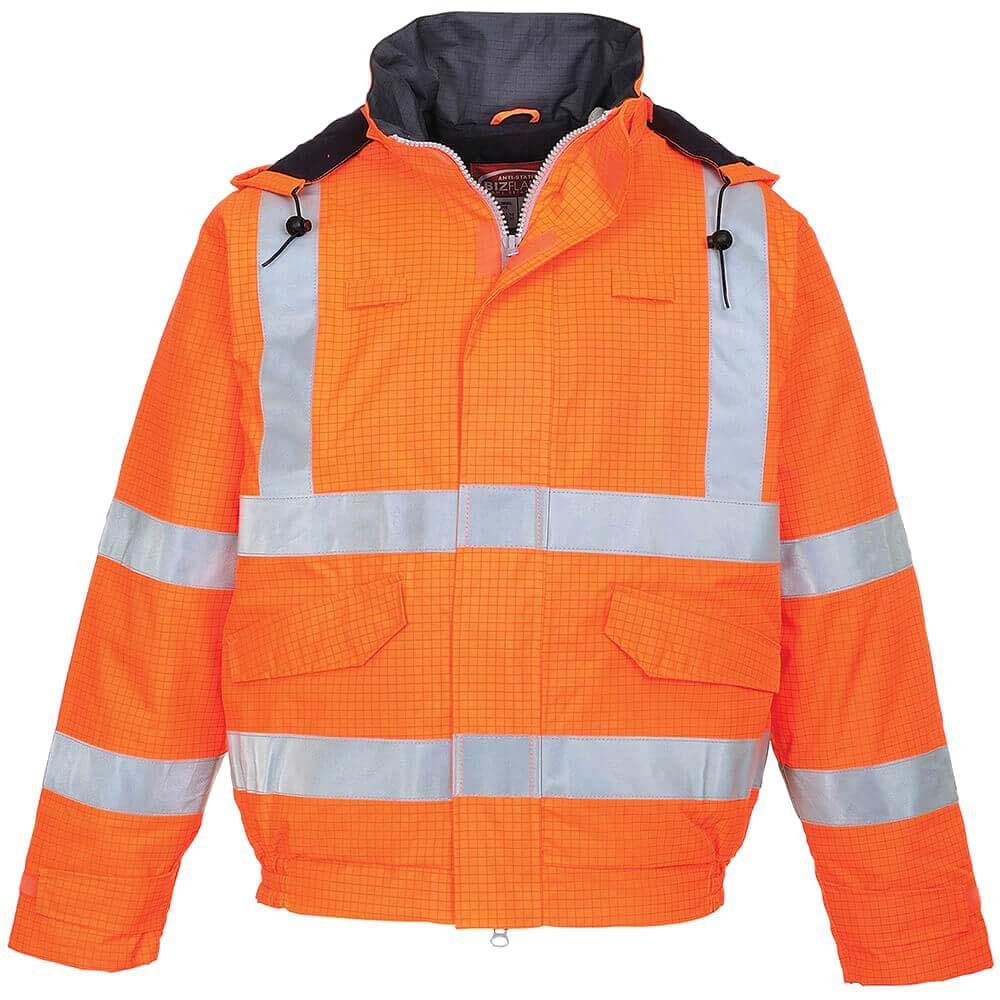 BizFlame Hi Vis Flame Resistant Rain Bomber Jacket Orange L - Image 1