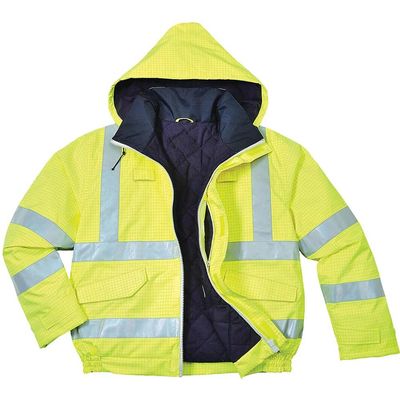 BizFlame Hi Vis Flame Resistant Rain Bomber Jacket Yellow 2XL