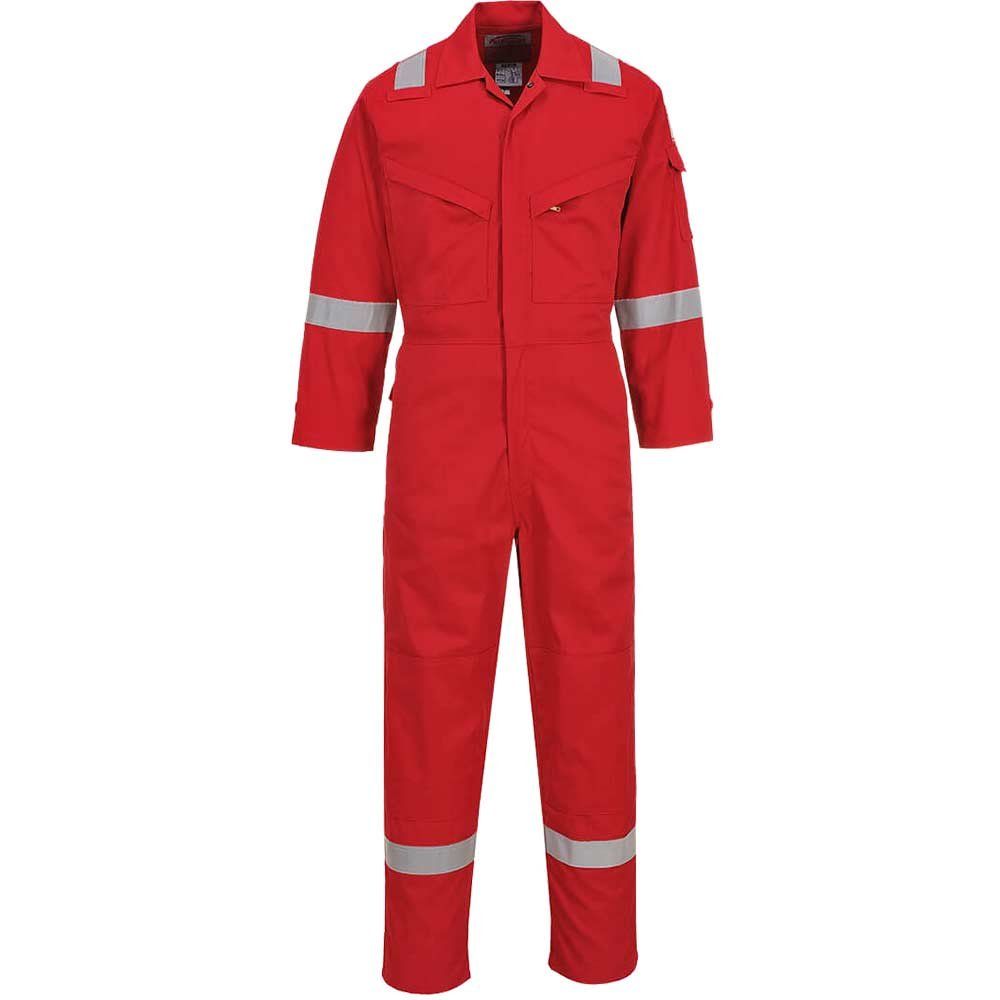 BizFlame Mens Flame Resistant Lightweight Antistatic Coverall Red 2XL 32" - Image 1