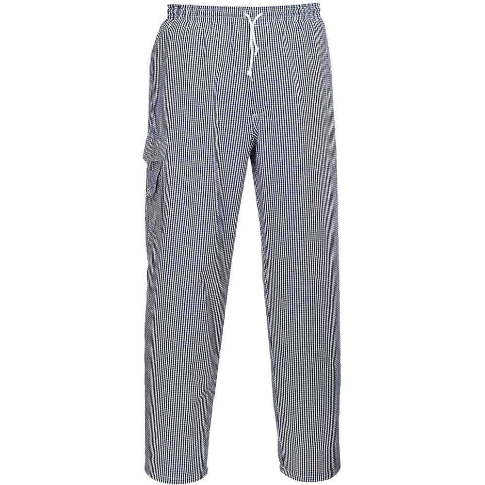 Portwest C078 Chester Chef Trousers Check Blue / White L 31" - Image 1