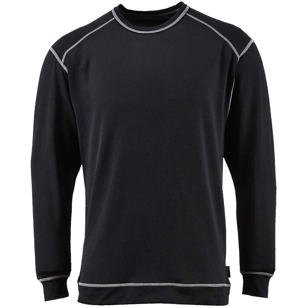 Portwest Base Pro Mens Antibacterial Long Sleeve Baselayer Top Black L - Image 1
