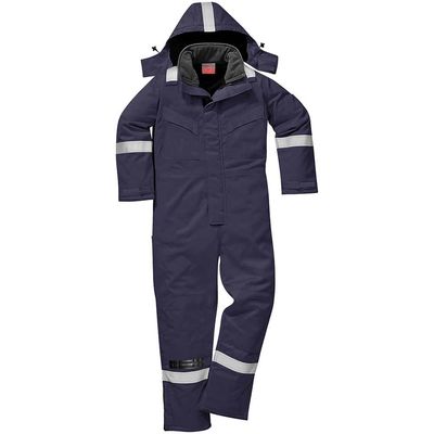 BizFlame Mens Flame Resistant Antistatic Winter Overall Navy Blue S 32"