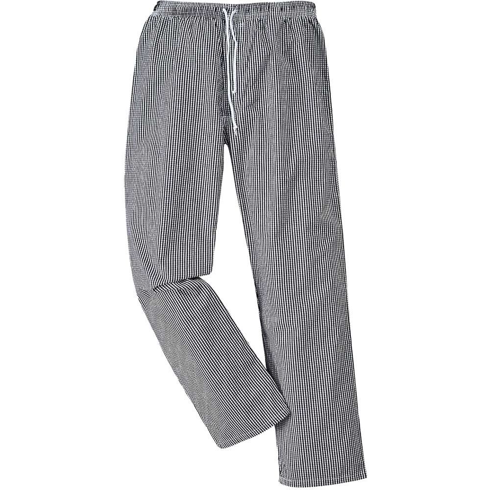 Portwest C079 Bromley Chef Trousers Black / White S 31" - Image 1