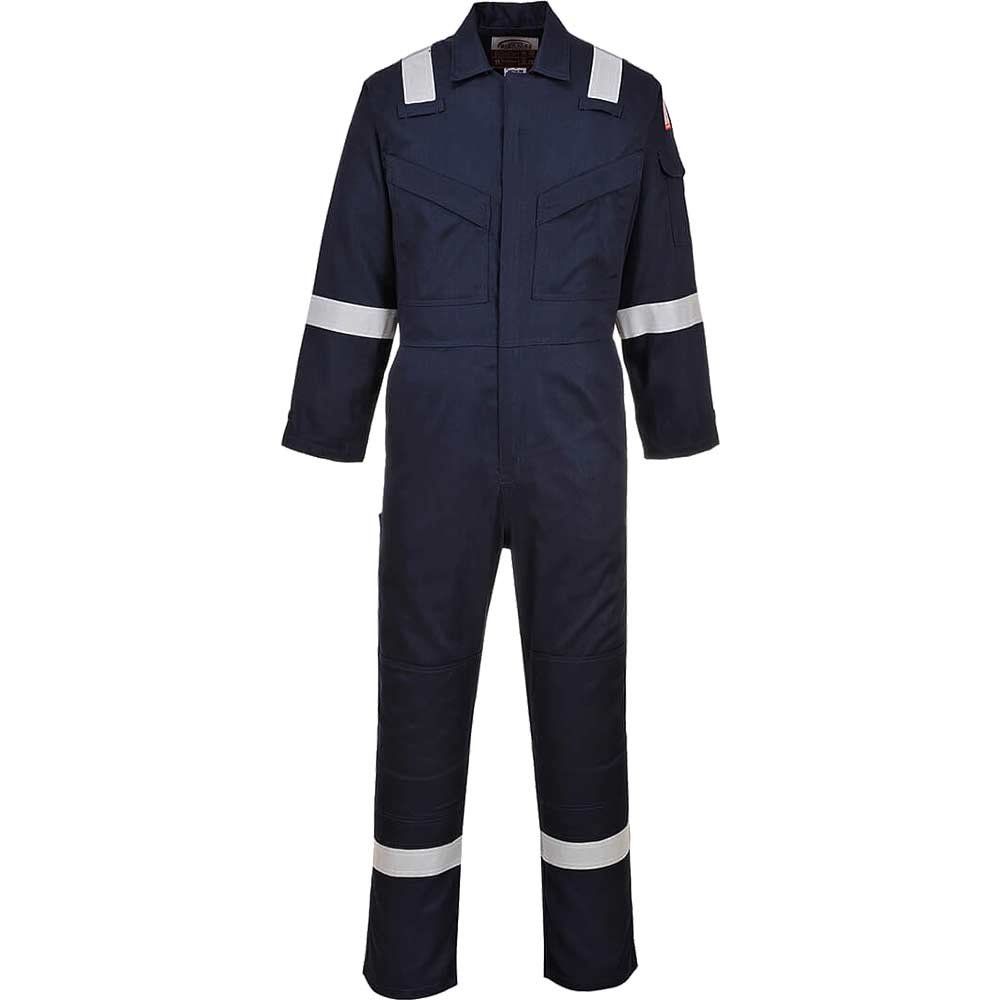 BizFlame Mens Flame Resistant Super Lightweight Antistatic Coverall Navy Blue 4XL 32" - Image 1
