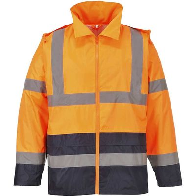 Classic Hi Vis Contrast Rain Jacket Orange / Navy M