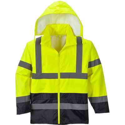 Classic Hi Vis Contrast Rain Jacket Yellow / Navy 2XL